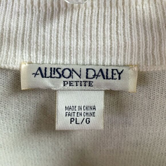 ALLISON DALEY Ladies White Long Sleeve Crew Neck Sweater SZ Petite Petite Large - Picture 5 of 8